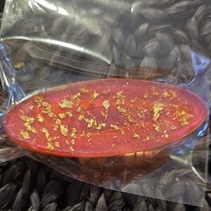 Pink and Gold Oval Resin Barrette